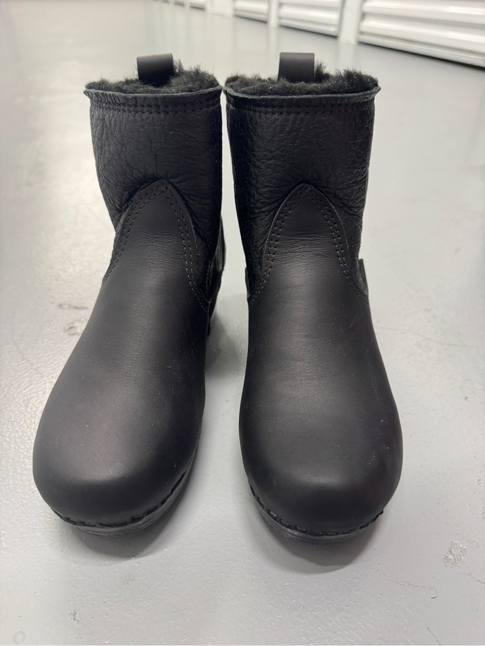 No. 6 Black Leather Fur-Lined Ankle Booties